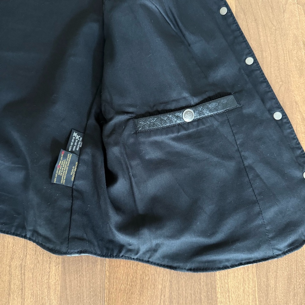 Classic Black Leather Vest - Women's Button Front - Picture 5 of 11